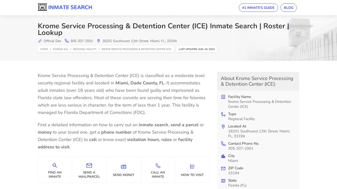Krome Service Processing & Detention Center (ICE) Inmate ...